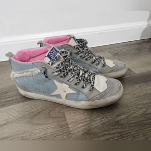 Golden Goose Mid Star Canvas Wing-Tip Sneakers